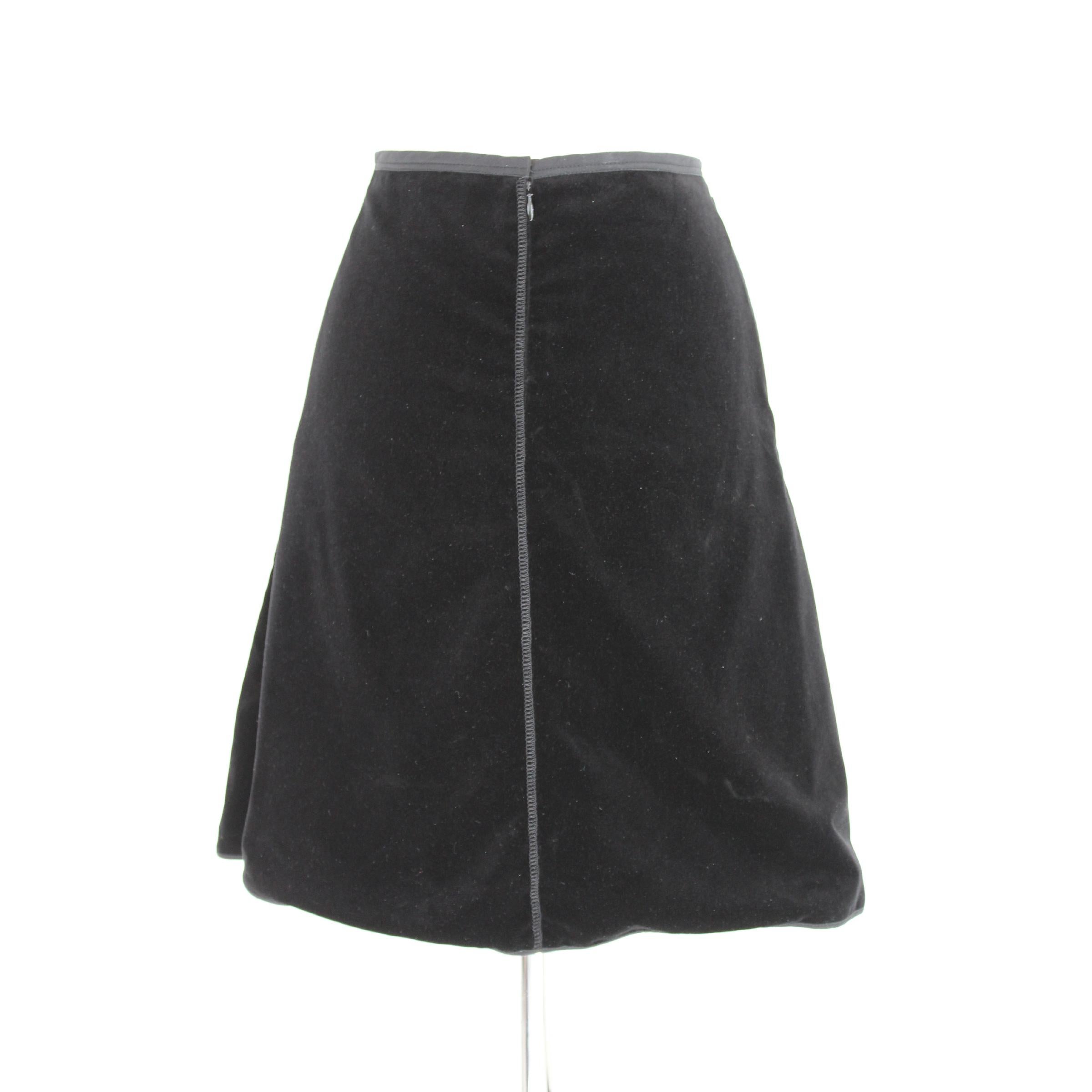 2000s Prada Black Velvet Cotton A Line Skirt  Damen