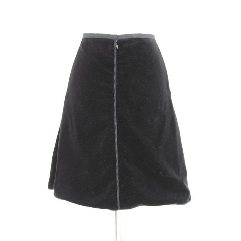 2000s Prada Black Velvet Cotton A Line Skirt at 1stDibs