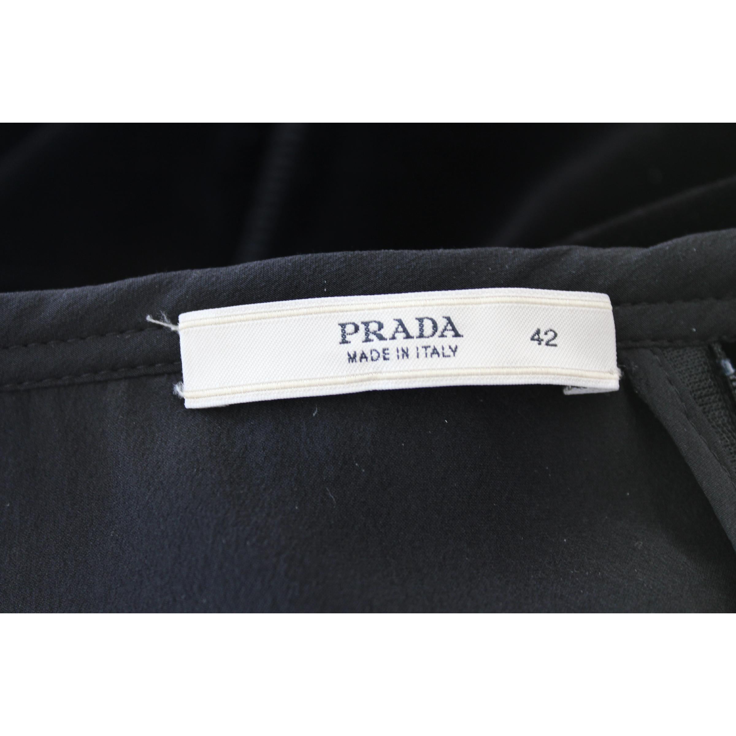 2000s Prada Black Velvet Cotton A Line Skirt  2