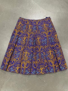 2000s Prada brocade pleated midi skirt