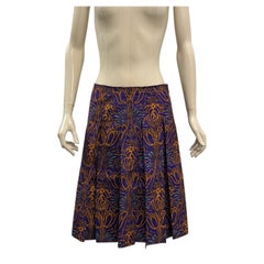 2000s Prada brocade pleated midi skirt