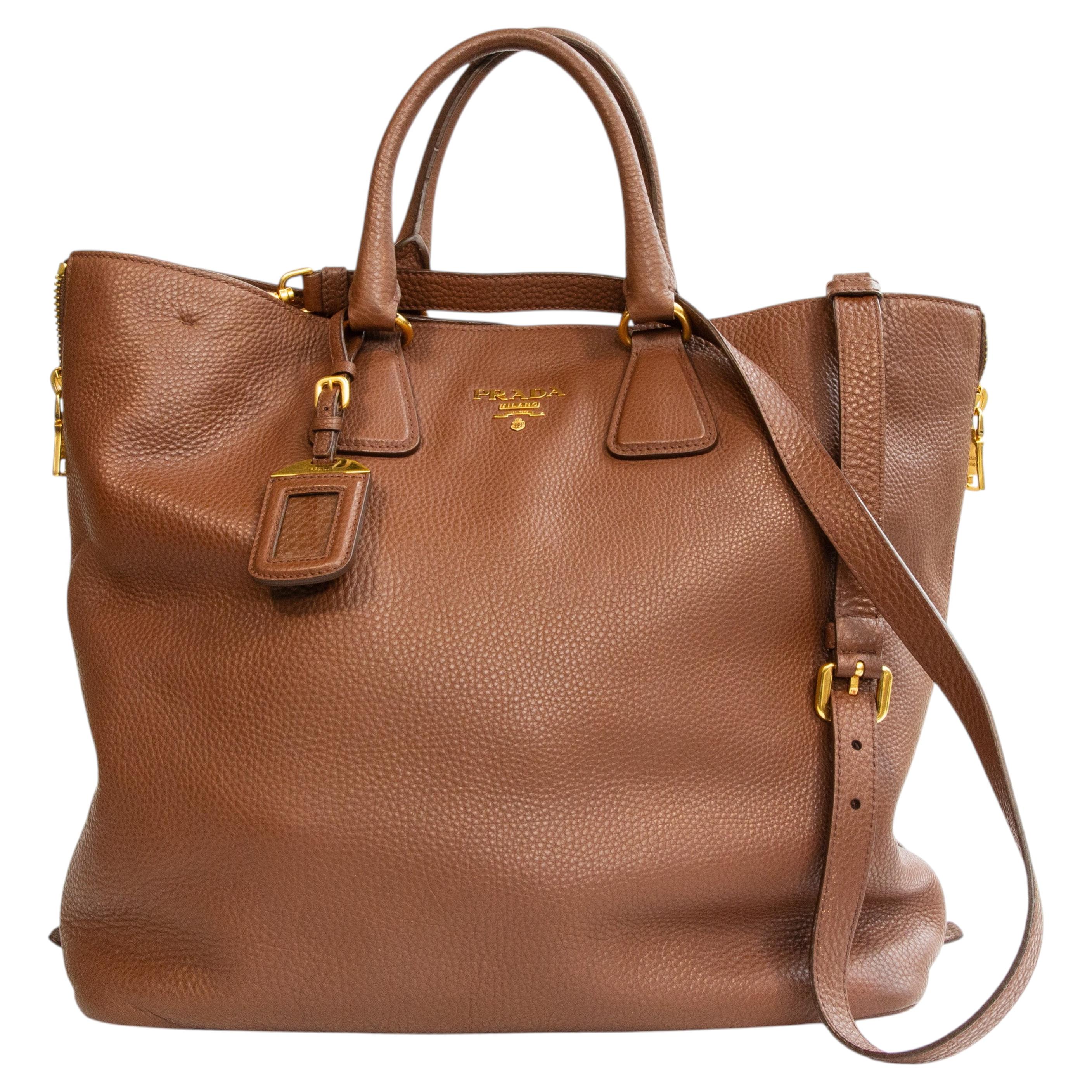 2000s Prada Brown Leather 2- Way Bag