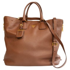2000s Prada Brown Leather 2- Way Bag