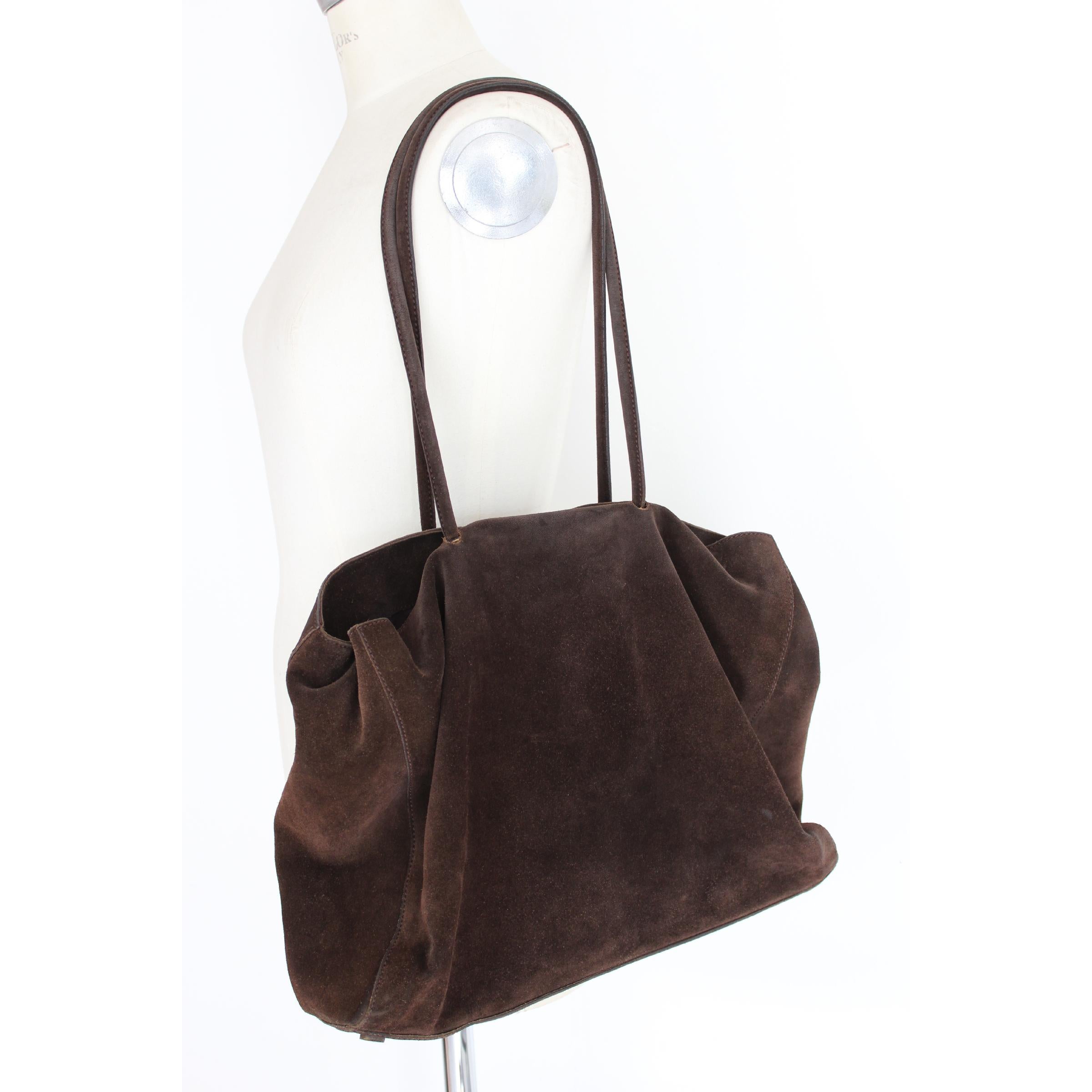 Black 2000s Prada Brown Leather Suede Vintage Handbag Shopper