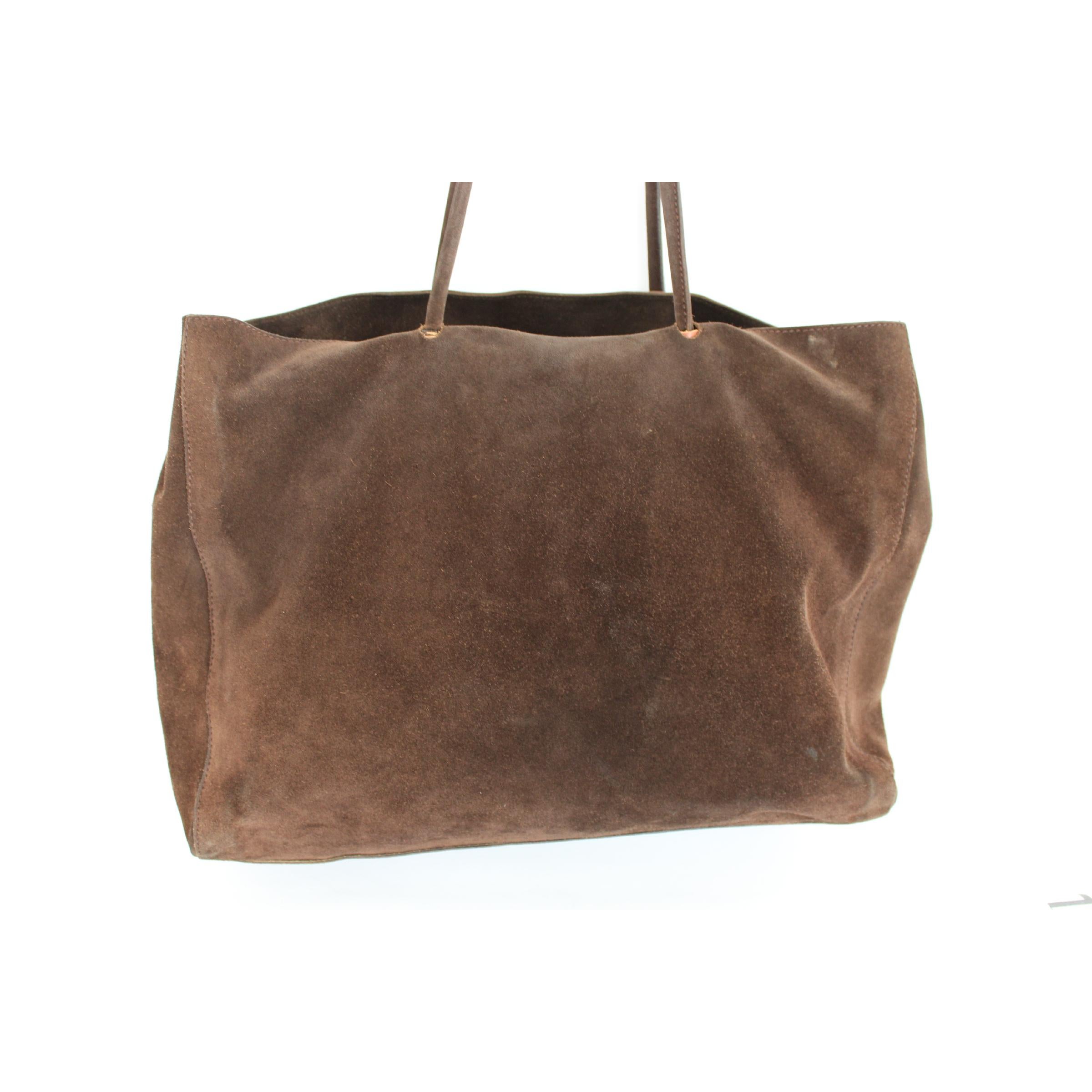 2000s Prada Brown Leather Suede Vintage Handbag Shopper 2