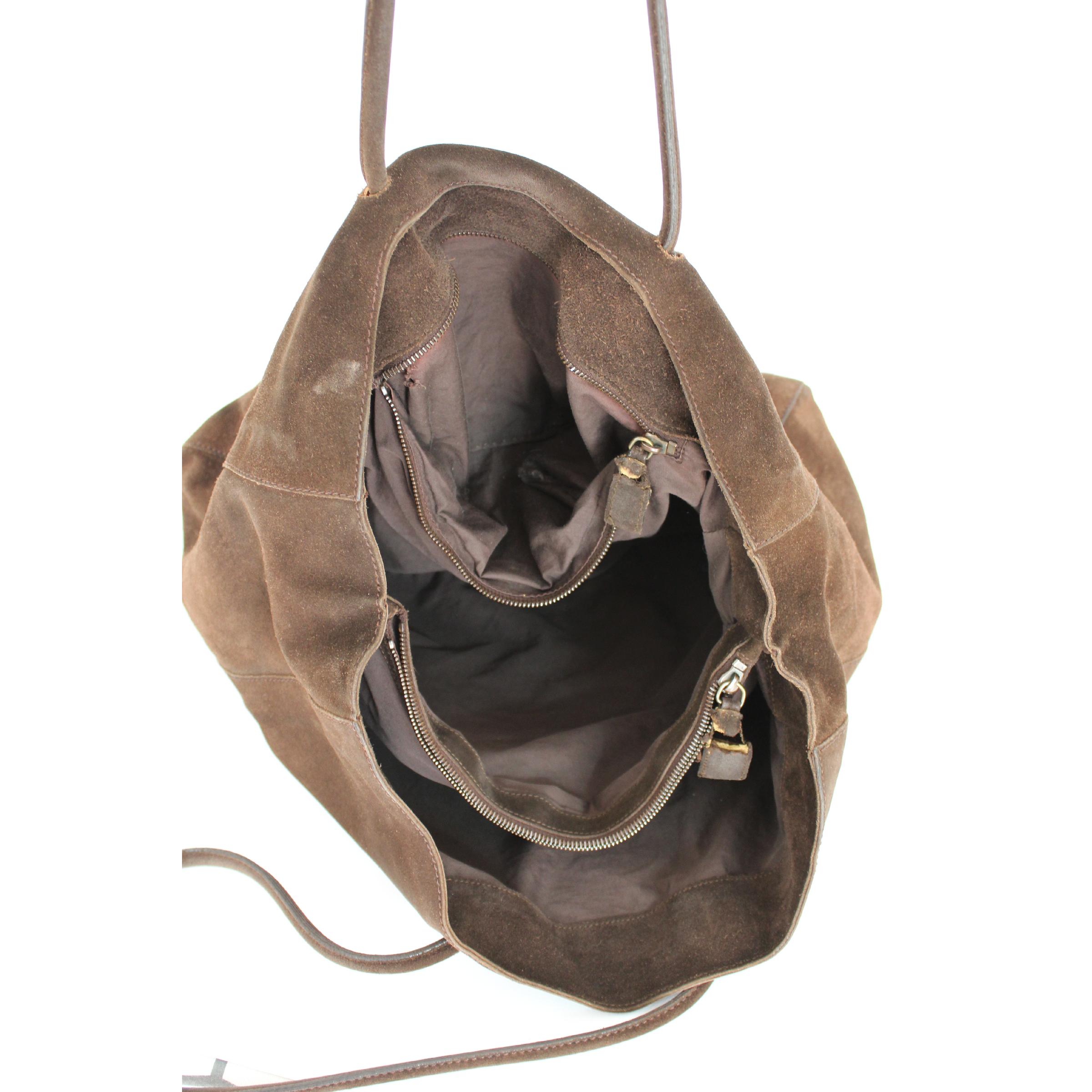 2000s Prada Brown Leather Suede Vintage Handbag Shopper 4