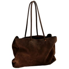2000s Prada Brown Leather Suede Vintage Handbag Shopper