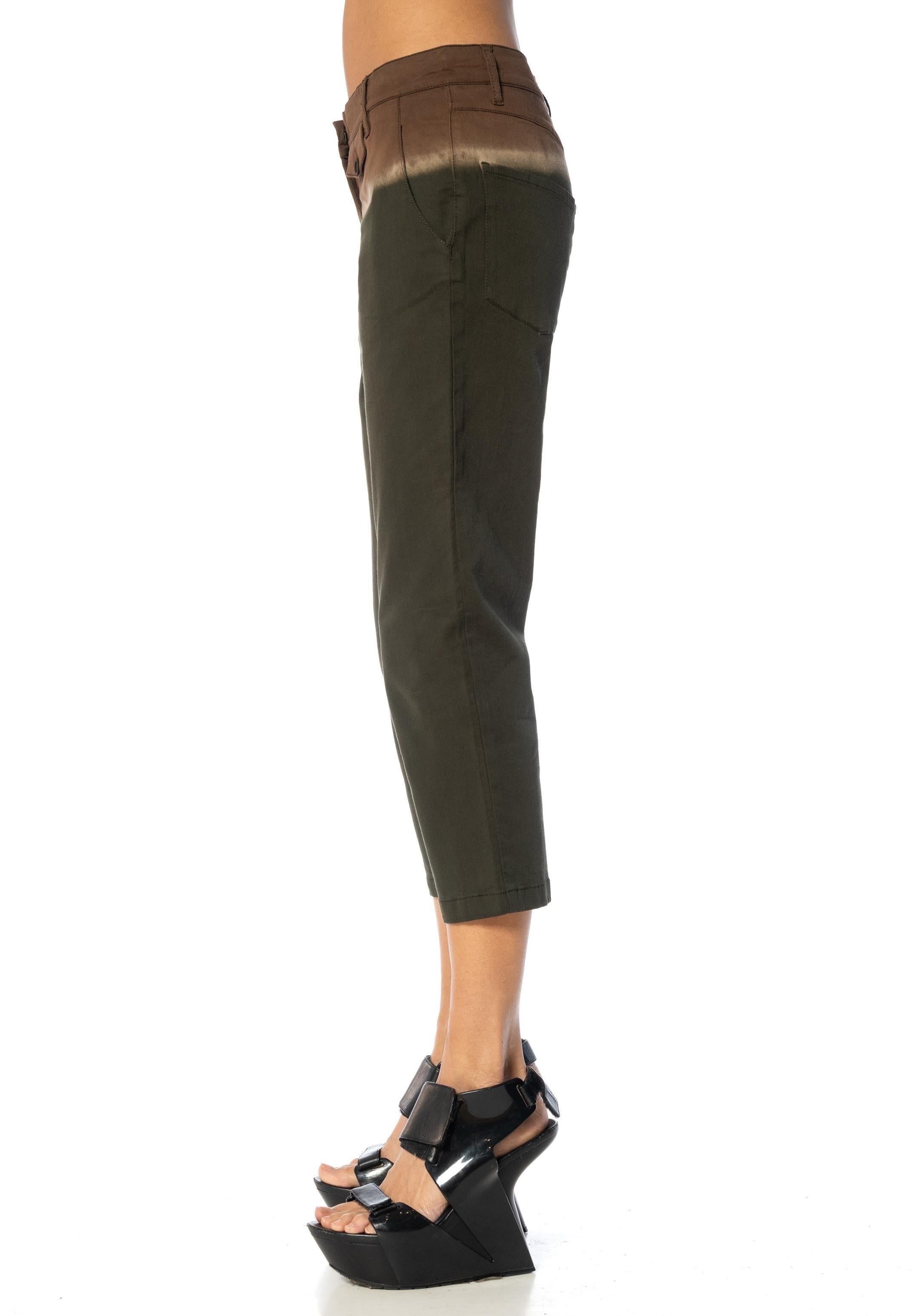 Women's 2000S PRADA Brown & Olive Green Cotton Pants For Sale