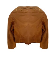 Giacca cropped in cotone marrone tabacco vintage anni 2000 di Prada, taglia 40 IT