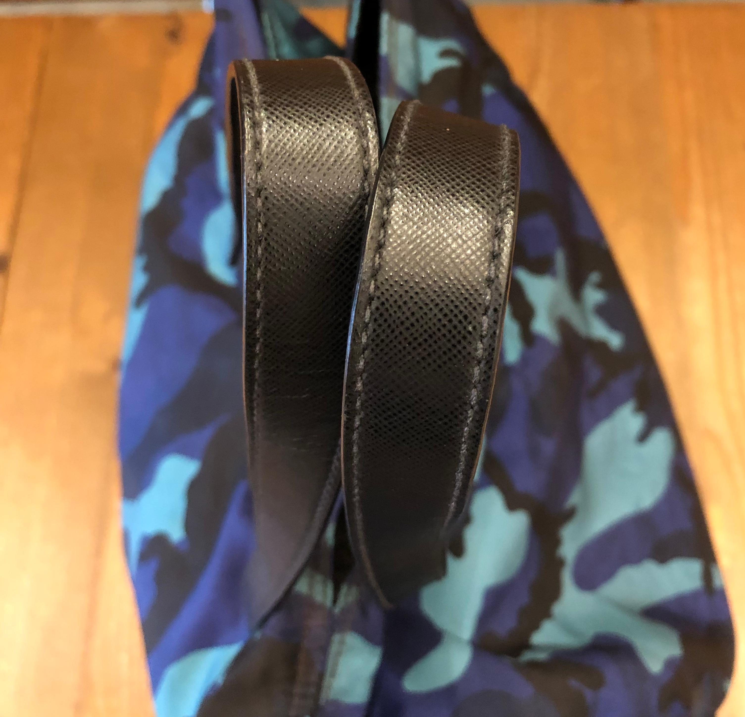 PRADA Camouflage Tessuto Two-Way Tote Bag Navy Blue 1