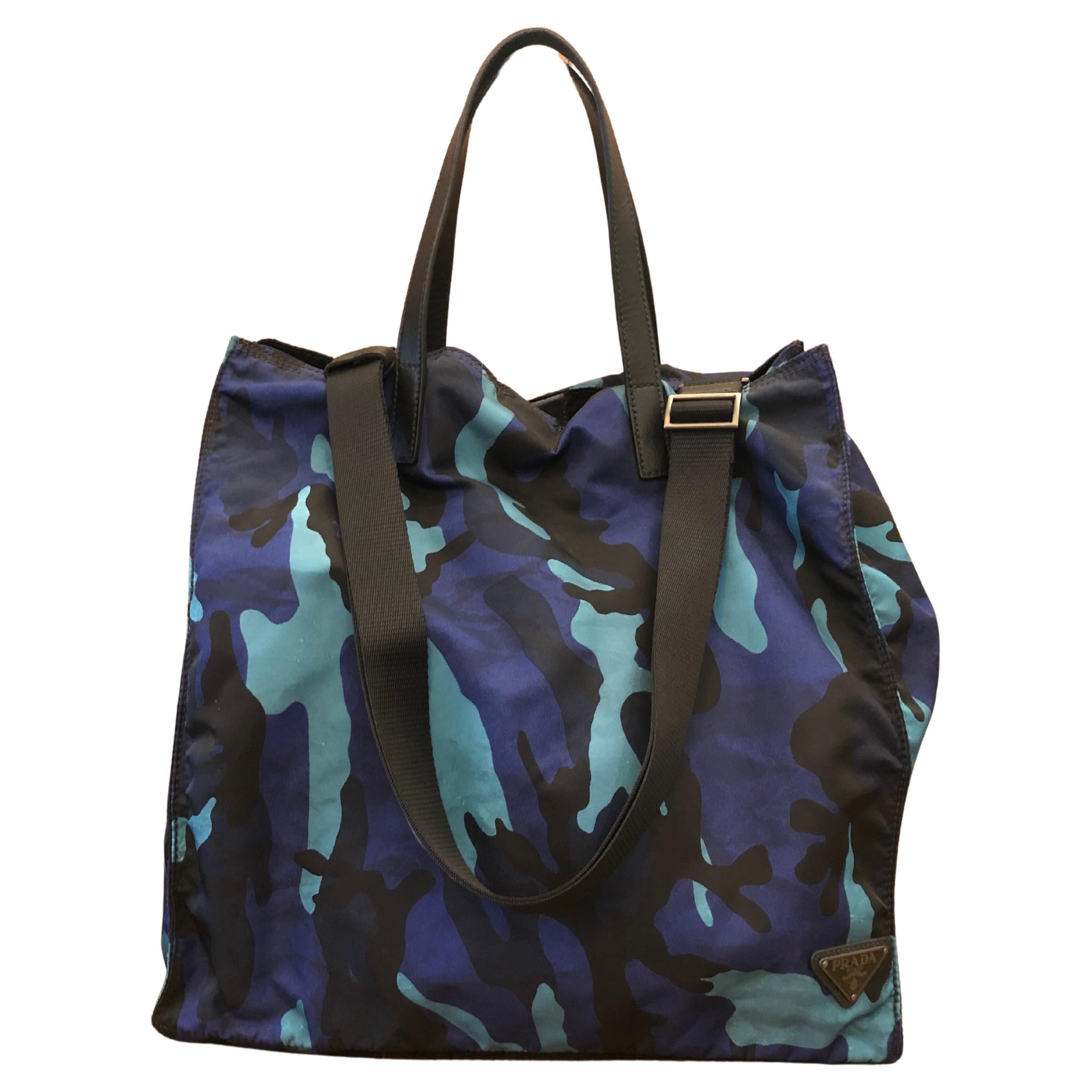 2000s PRADA Camouflage Polyester Two-Way Tote Bag