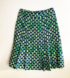 2000s Prada geometric print pleated skirt