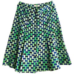 2000s Prada geometric print pleated skirt 