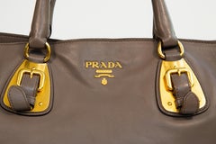2000s Prada Gray Leather 2-Way Bag