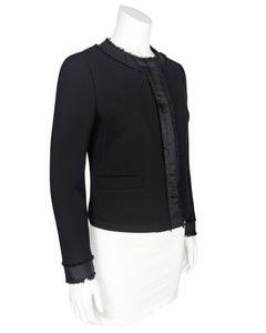 Veste Prada 2000 avec bordures en soie et franges