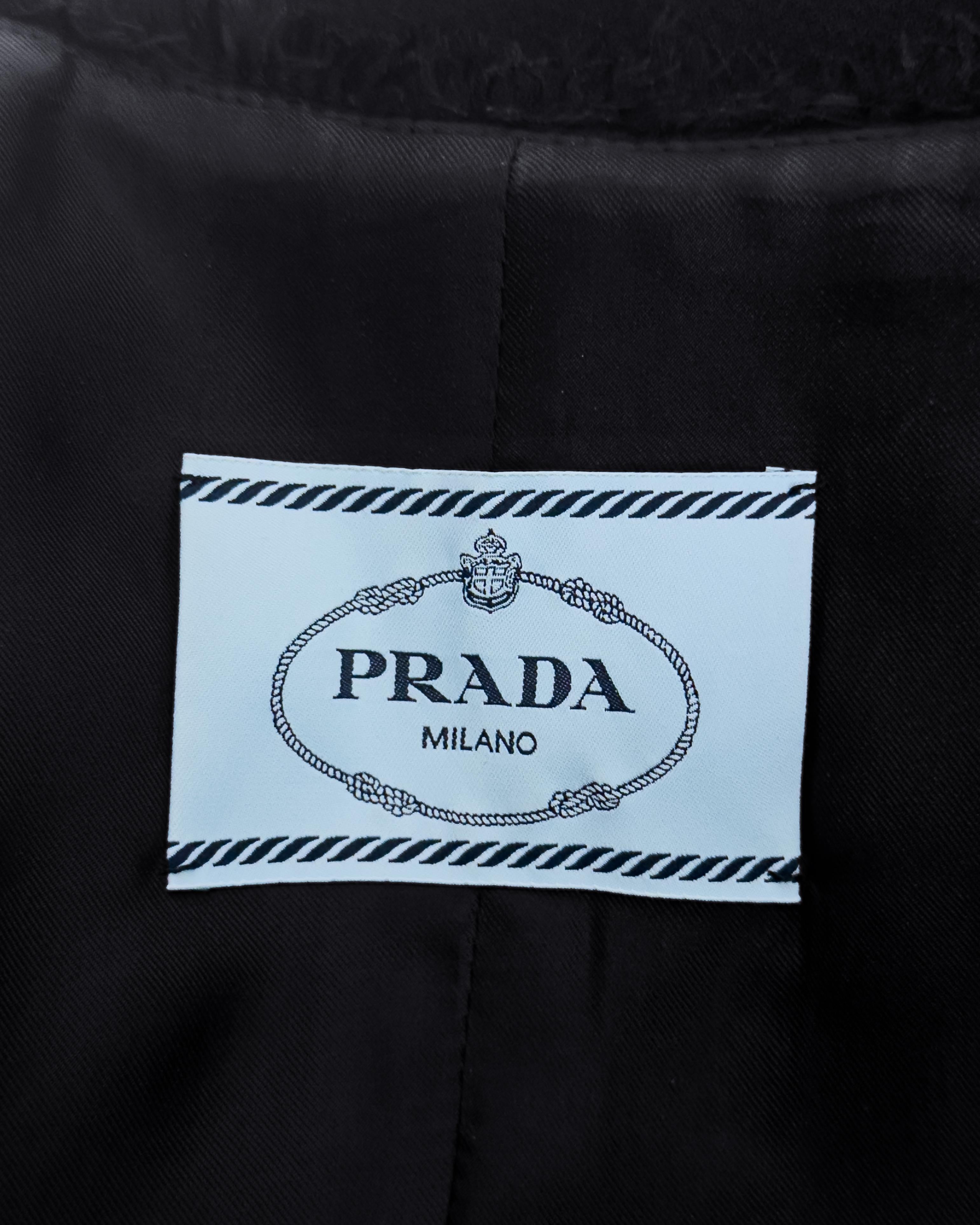 Women's 2000's Prada Jacket with Silk Trim and Fringe For Sale