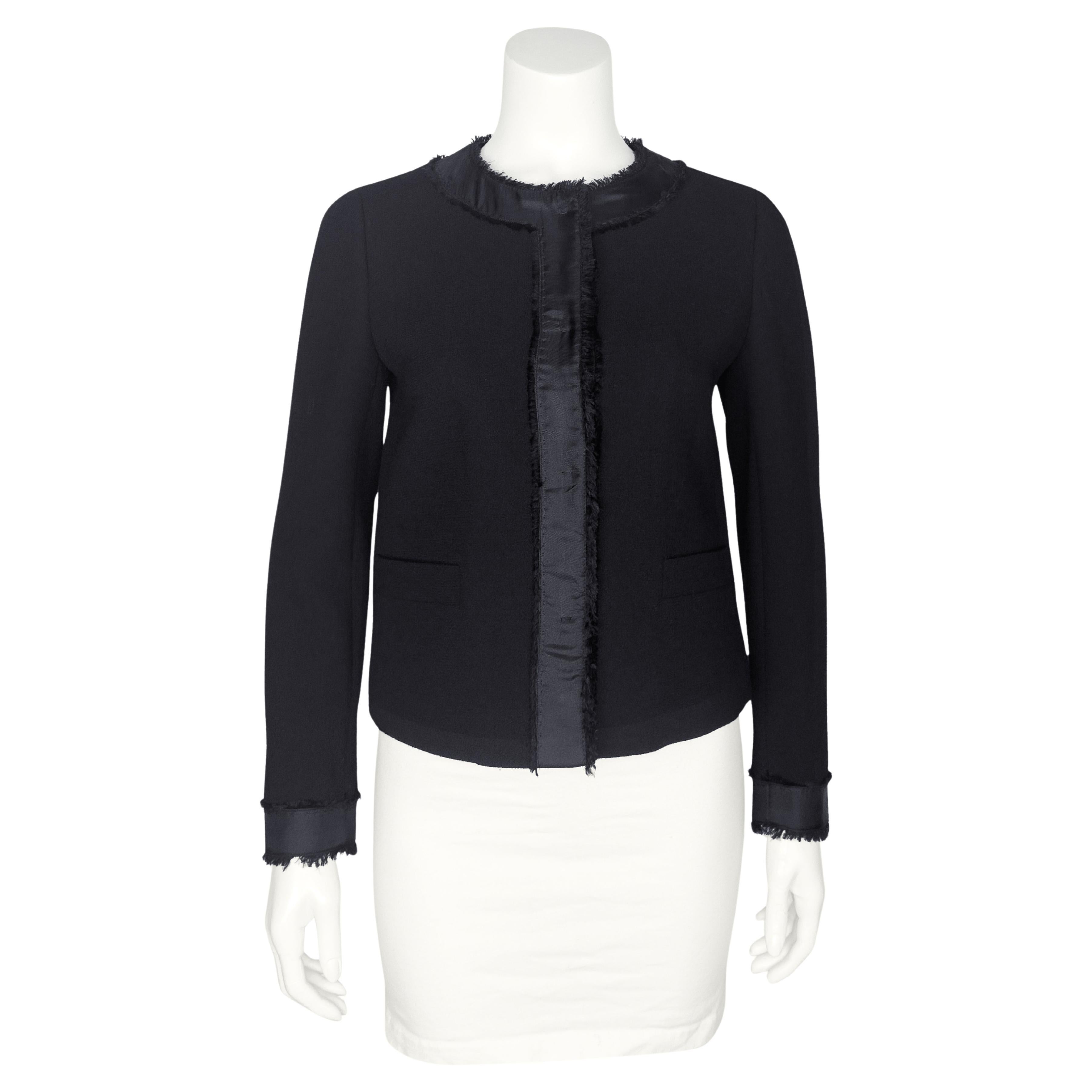 2000's Prada Jacket with Silk Trim and Fringe For Sale
