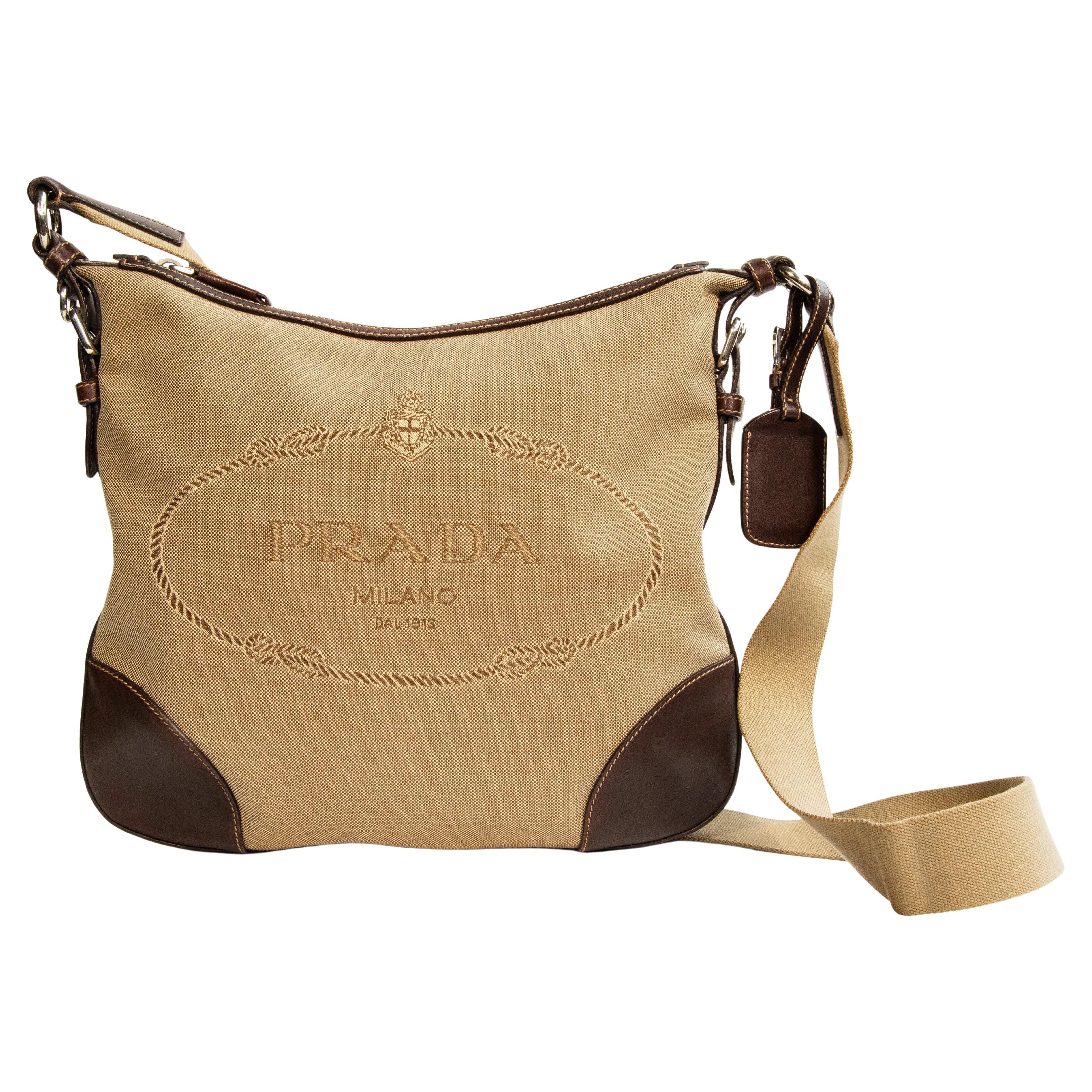 Borsa a tracolla in pelle e Jaquard di Prada degli anni 2000 in vendita