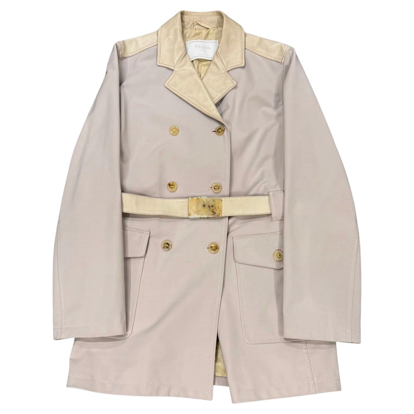 2000s Prada leather 
nylon hybrid coat