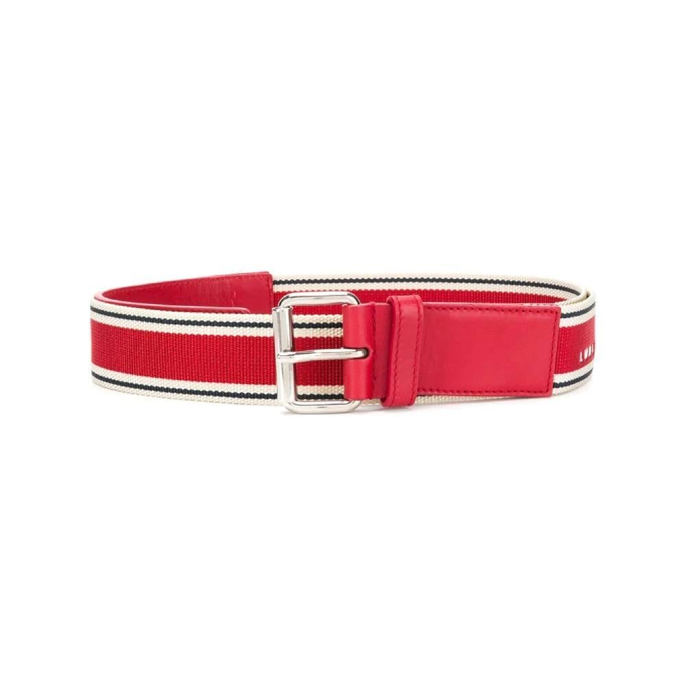 2000s Prada Luna Rossa Vintage red and white leather and fabric belt