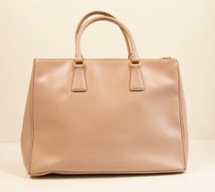 2000s Prada Nude Saffiano Leather Galleria Top Handle Bag