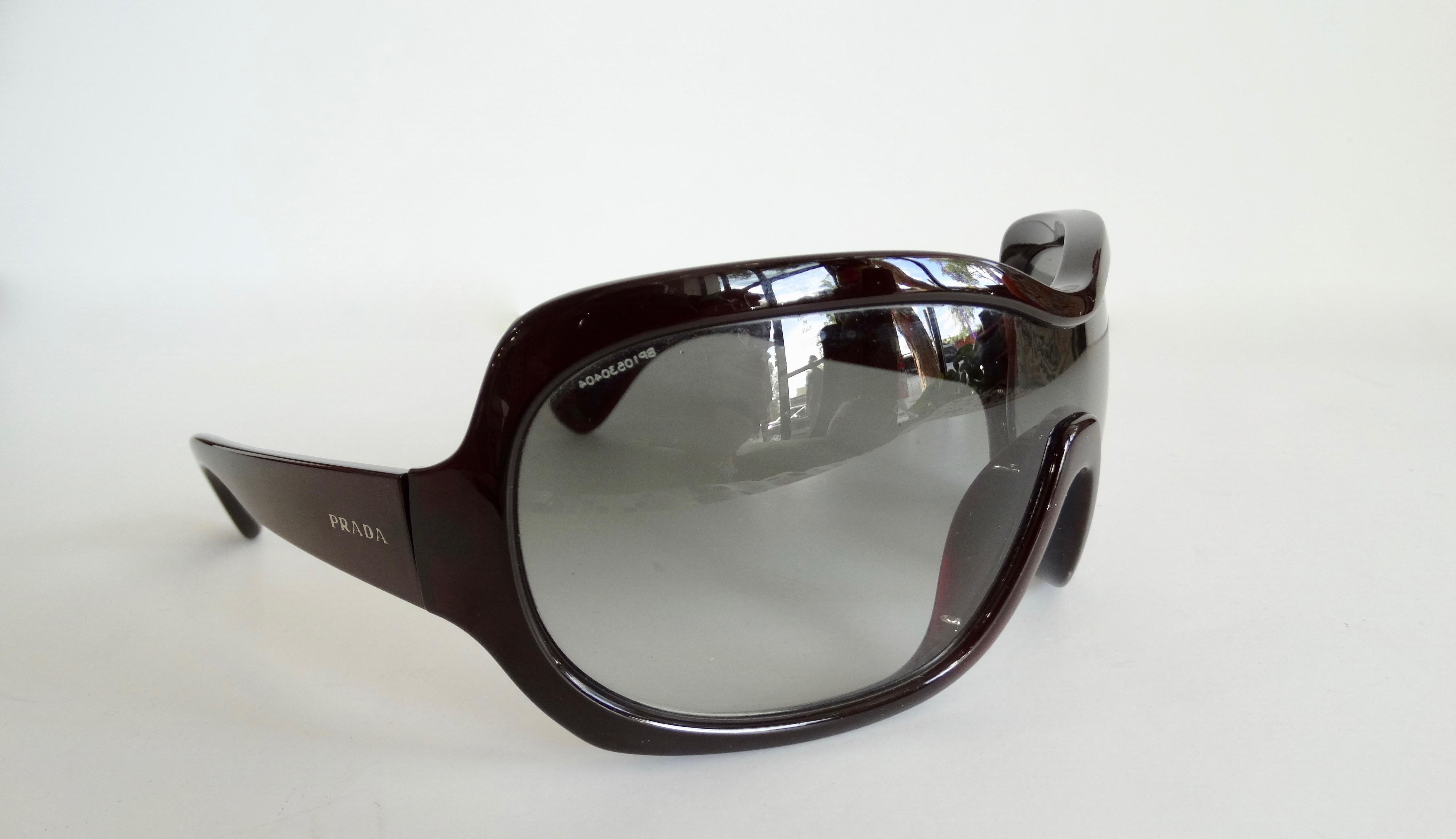 Jean Paul Gaultier 2000s shield wrap sunglasses black metal 038