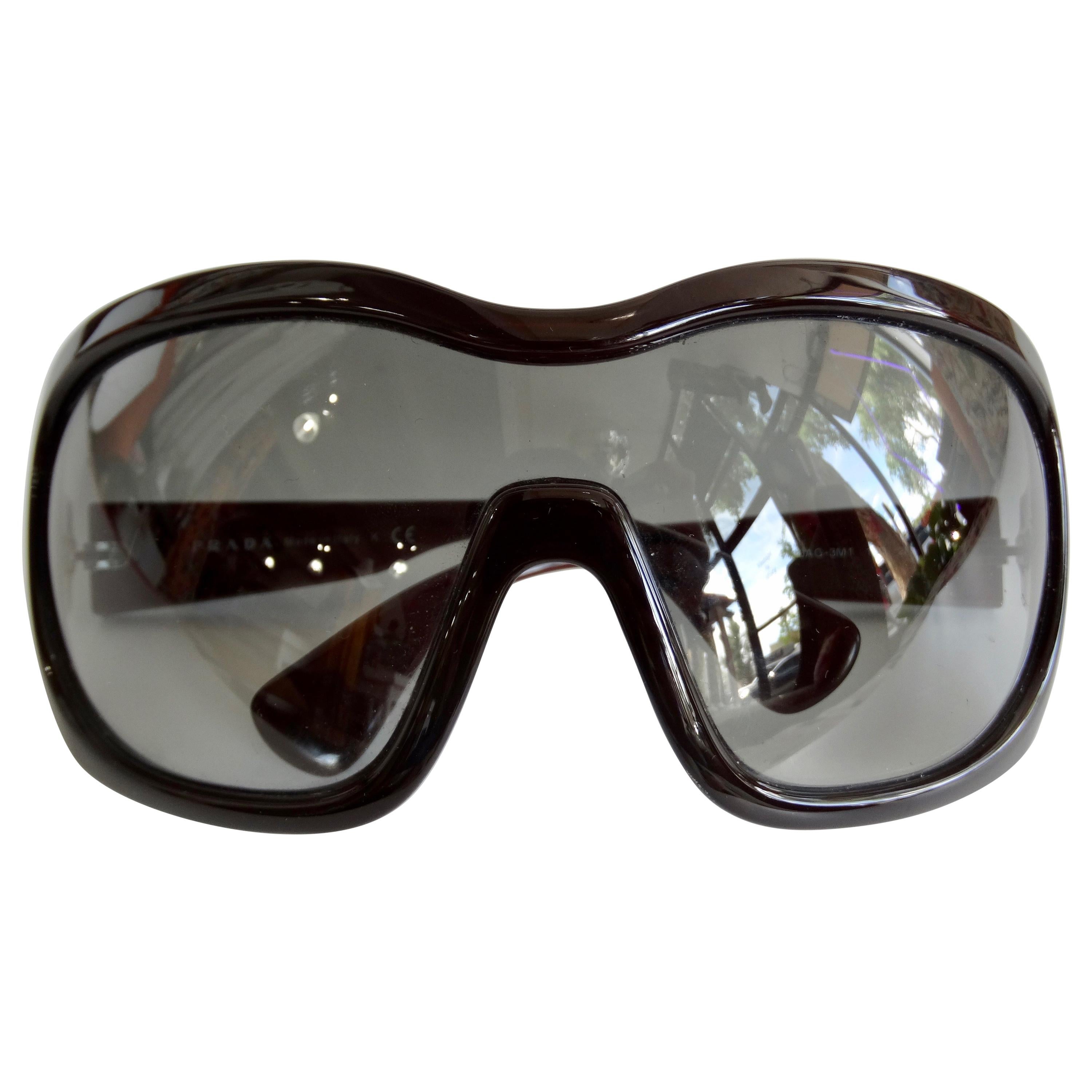Prada 2000s Oversized Deep Maroon Shield Sunglasses at 1stDibs | prada  illusion sunglasses, prada oversized sunglasses, prada oversize sunglasses
