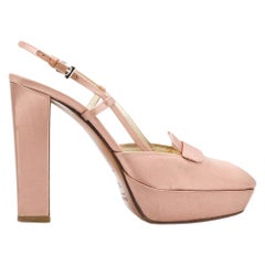 2000s Prada pastel pink silk heel shoes.