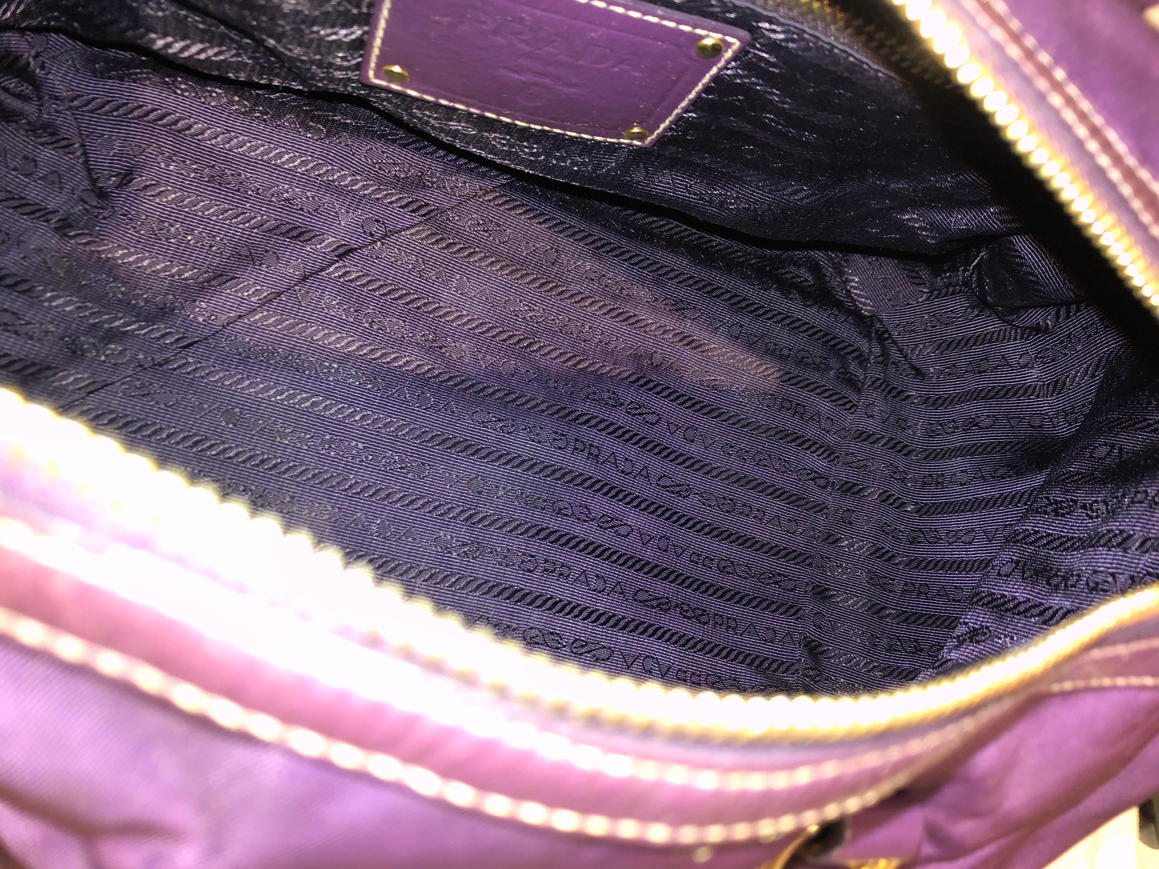 2000s Prada Purple Bandoliera Tessuto Nylon Purple Handle Bag 5