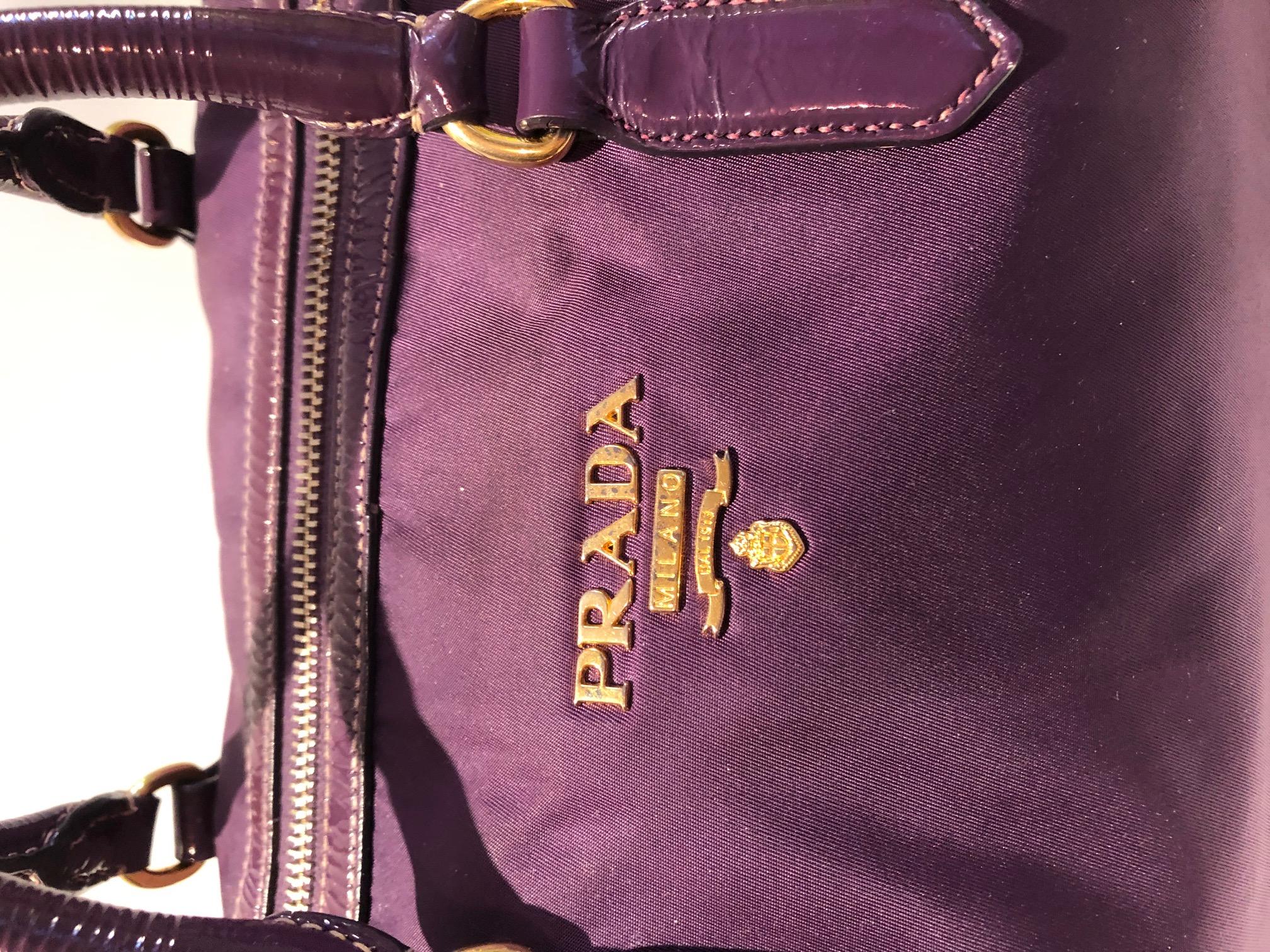 Women's or Men's 2000s Prada Purple Bandoliera Tessuto Nylon Purple Handle Bag