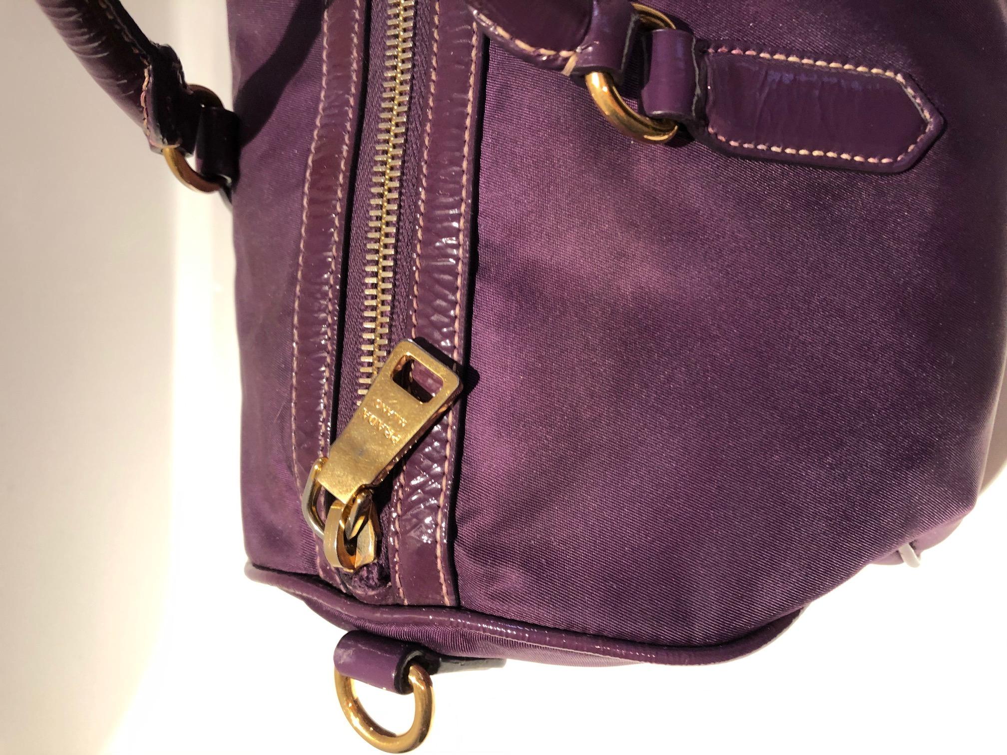 2000s Prada Purple Bandoliera Tessuto Nylon Purple Handle Bag 1