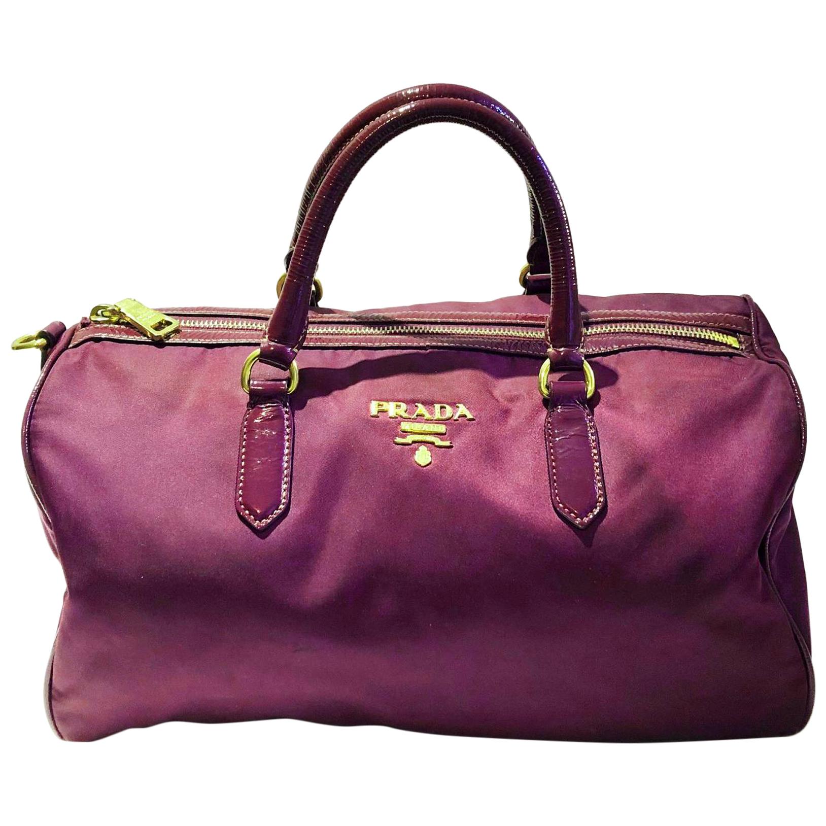 2000s Prada Purple Bandoliera Tessuto Nylon Purple Handle Bag