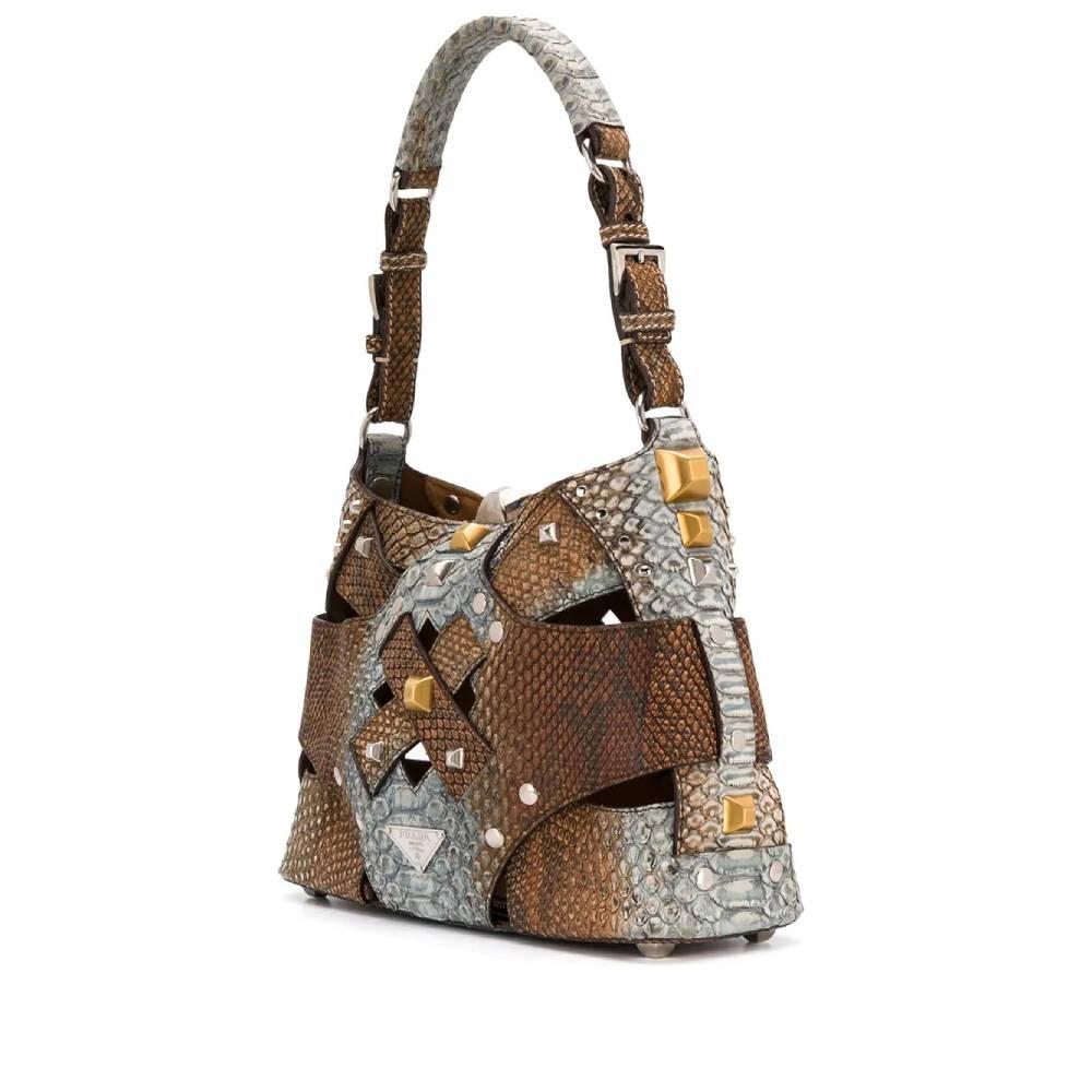2000er Prada Python Leder Tasche (Braun)