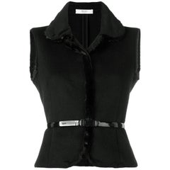 2000s Prada Wool And Mink Vest with belt