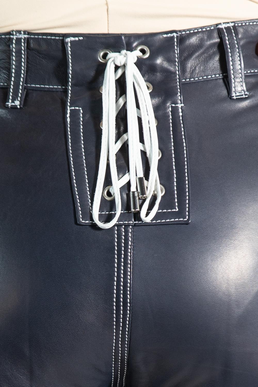 2000S Purple Label Ralph Lauren Navy Blue Buttery Soft Leather Pants For Sale 6