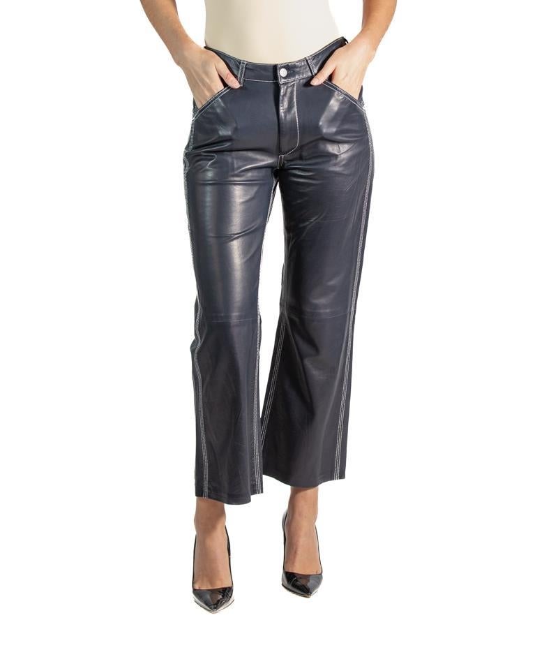 2000S Purple Label Ralph Lauren Navy Blue Buttery Soft Leather Pants For Sale 1