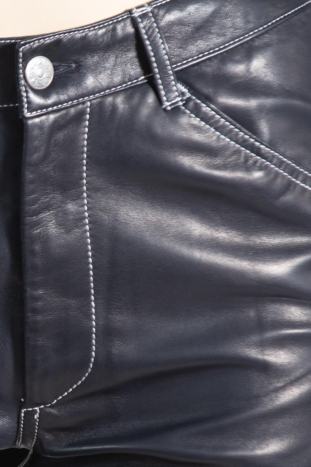 2000S Purple Label Ralph Lauren Navy Blue Buttery Soft Leather Pants For Sale 5
