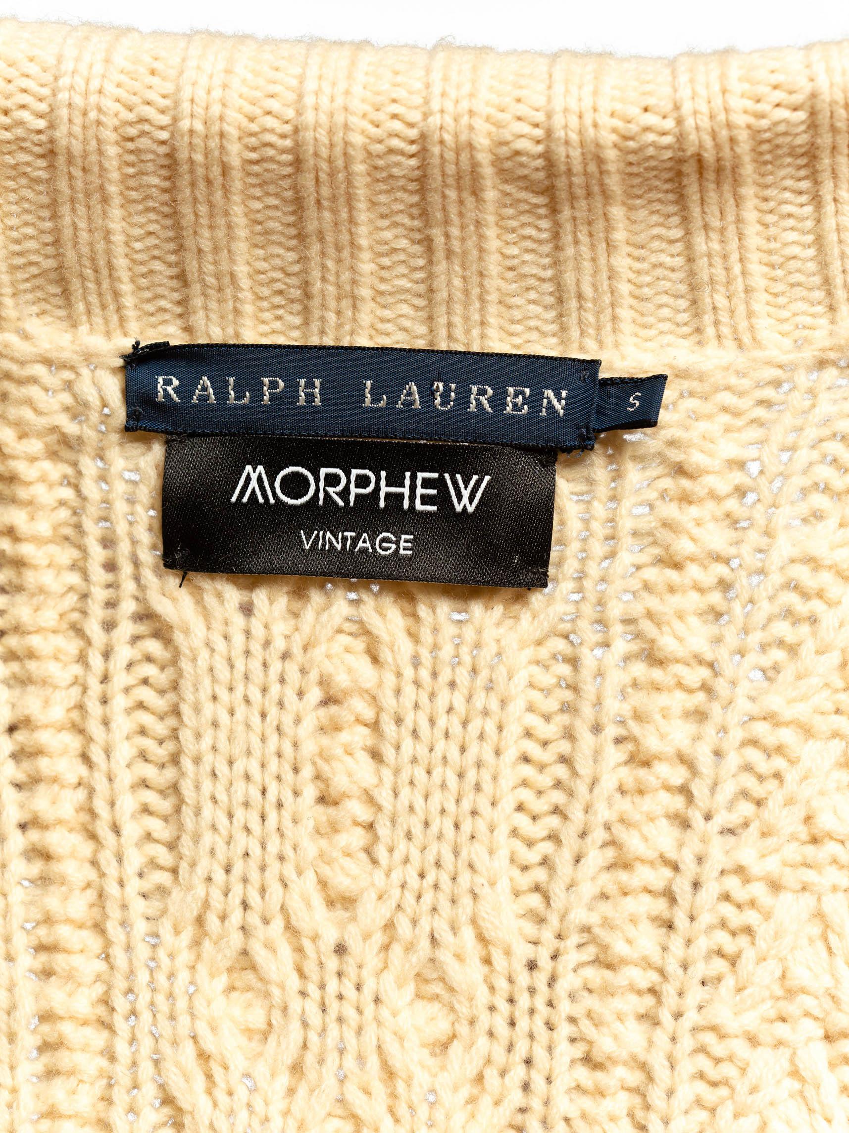 2000S RALPH LAUREN Cream Wool Knit Maxi Cardigan Sweater For Sale 1