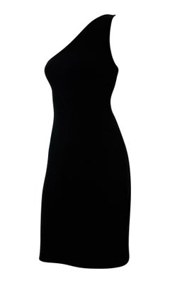 2000s Ralph Lauren Purple Label Black Knit Bodycon Asymmetric Cocktail Dress