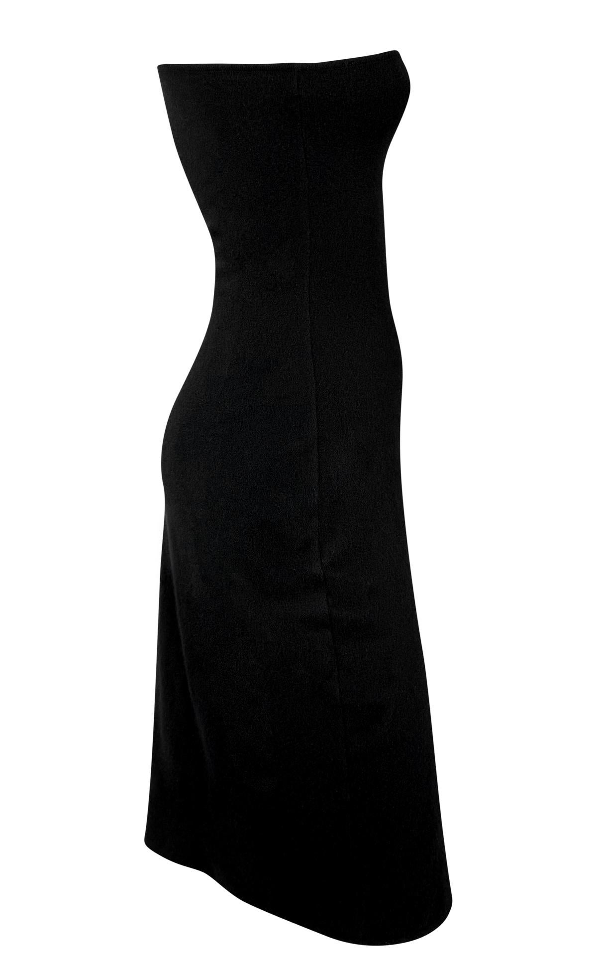 Donna Ralph Lauren Purple Label anni 2000 - Vestito da cocktail asimmetrico in maglia nera con Bodycon in vendita