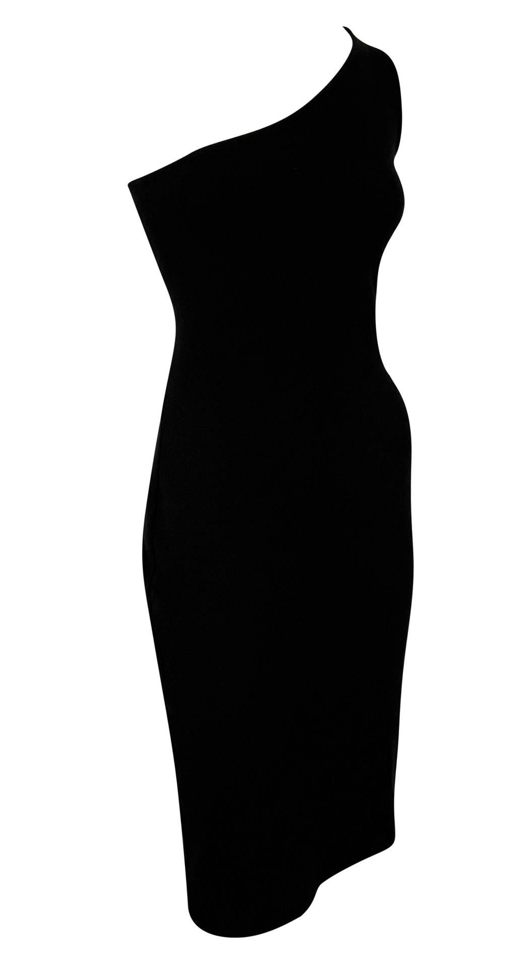 Ralph Lauren Purple Label anni 2000 - Vestito da cocktail asimmetrico in maglia nera con Bodycon in vendita 1