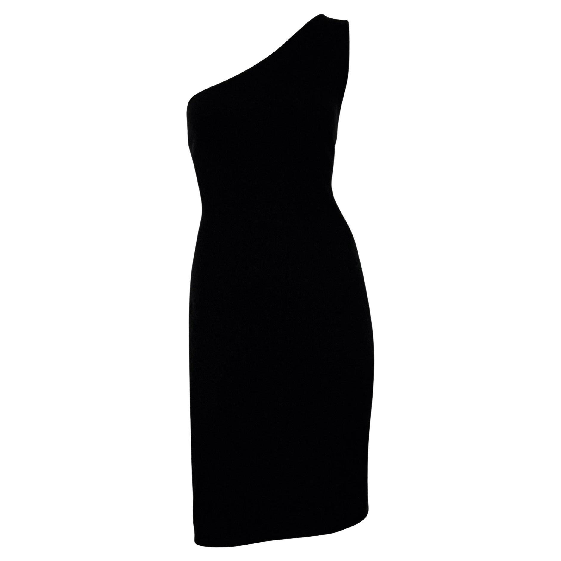 Ralph Lauren Purple Label anni 2000 - Vestito da cocktail asimmetrico in maglia nera con Bodycon in vendita