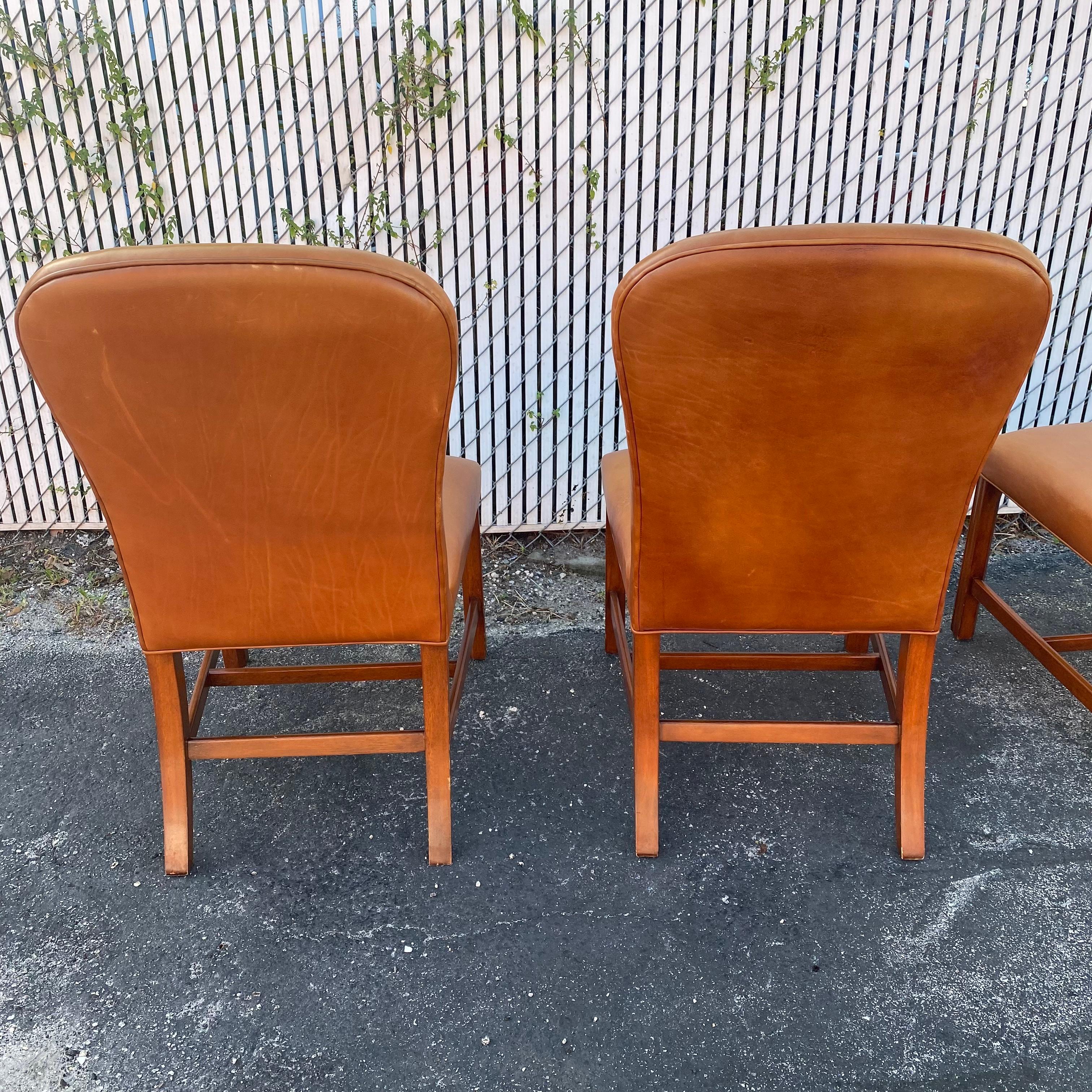 2000s Ralph Lauren Saddle Leather Dining Chairs, Set of 4 For Sale 5