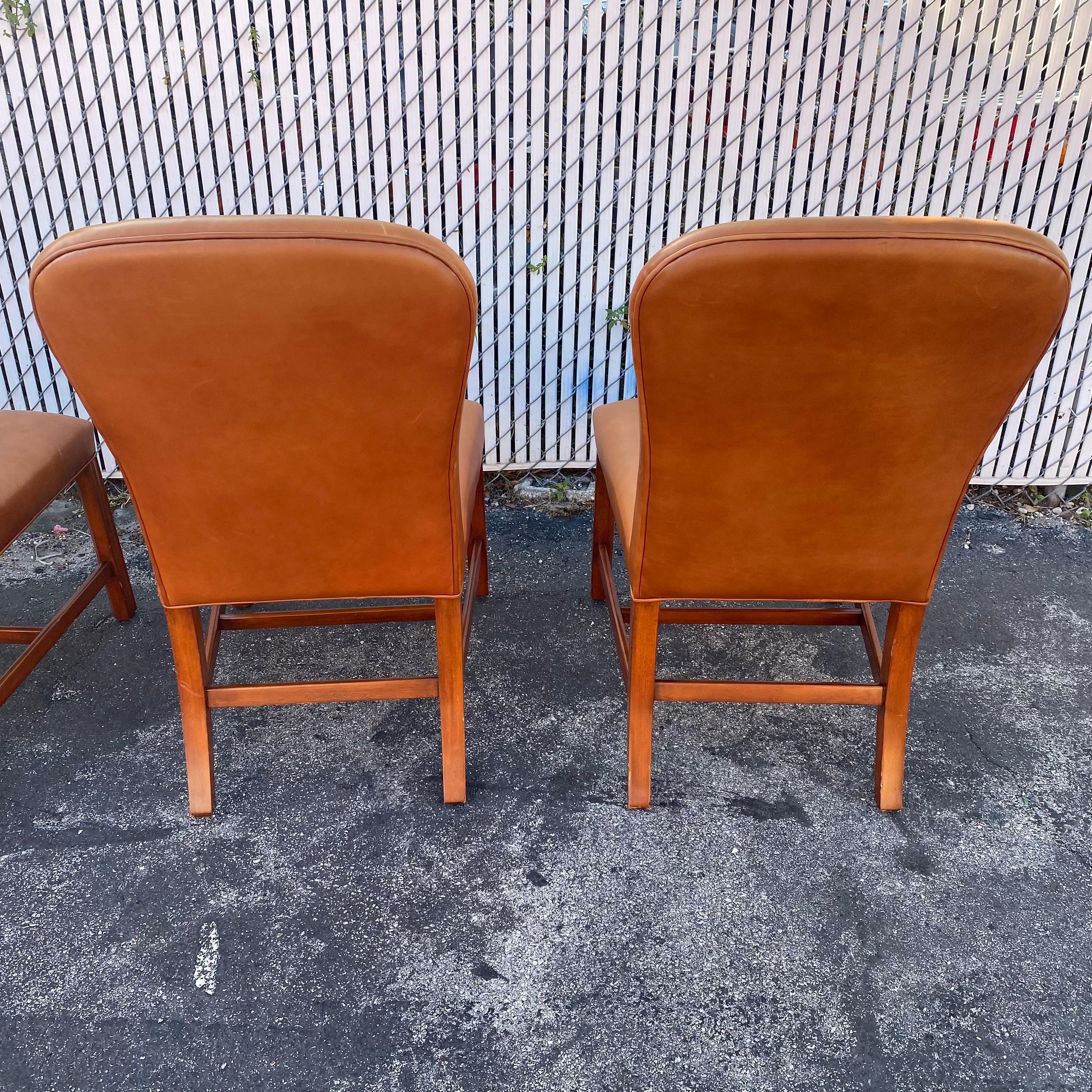 2000s Ralph Lauren Saddle Leather Dining Chairs, Set of 4 For Sale 6