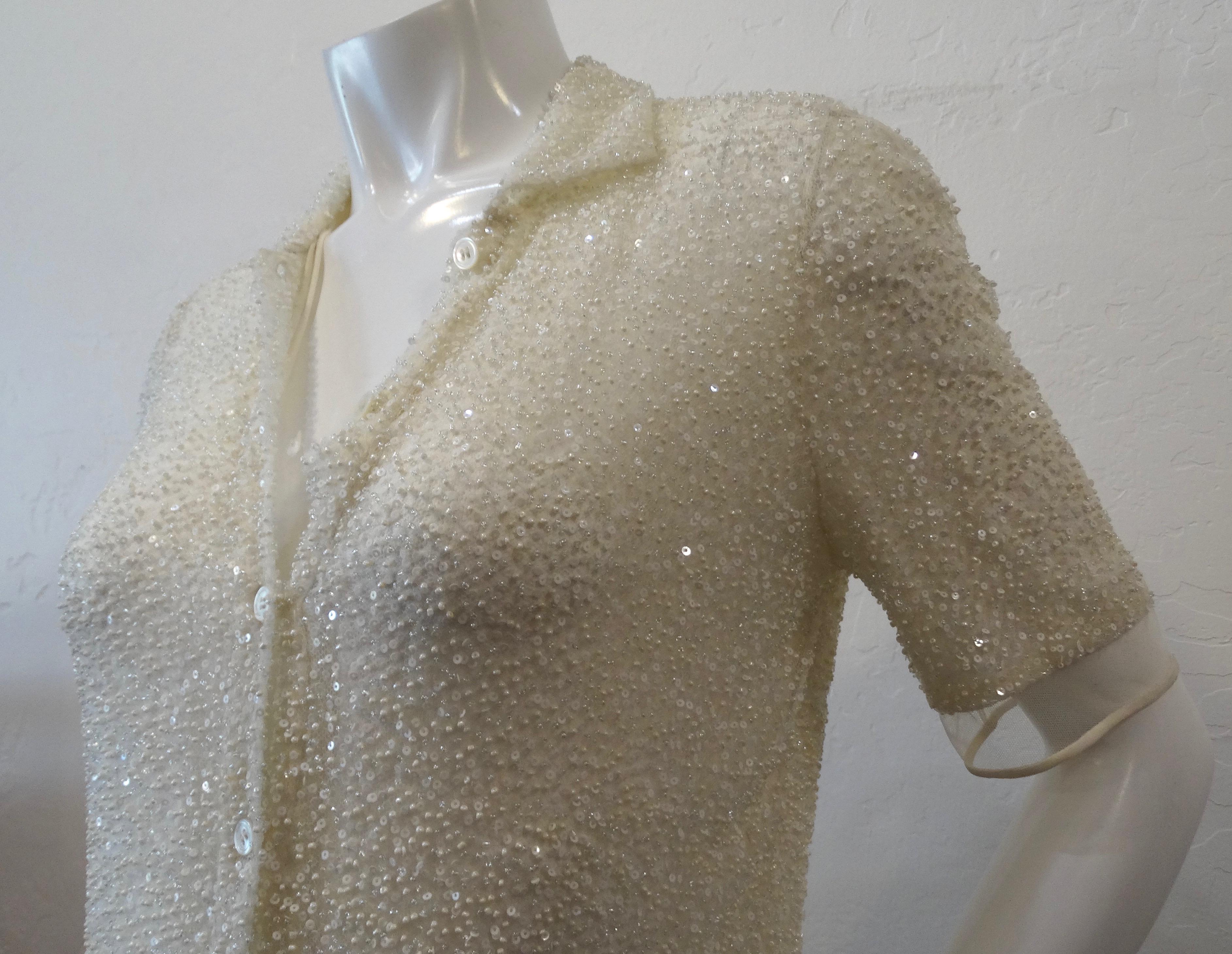 Ralph Rucci 2000s White Beaded Polo Dress 4