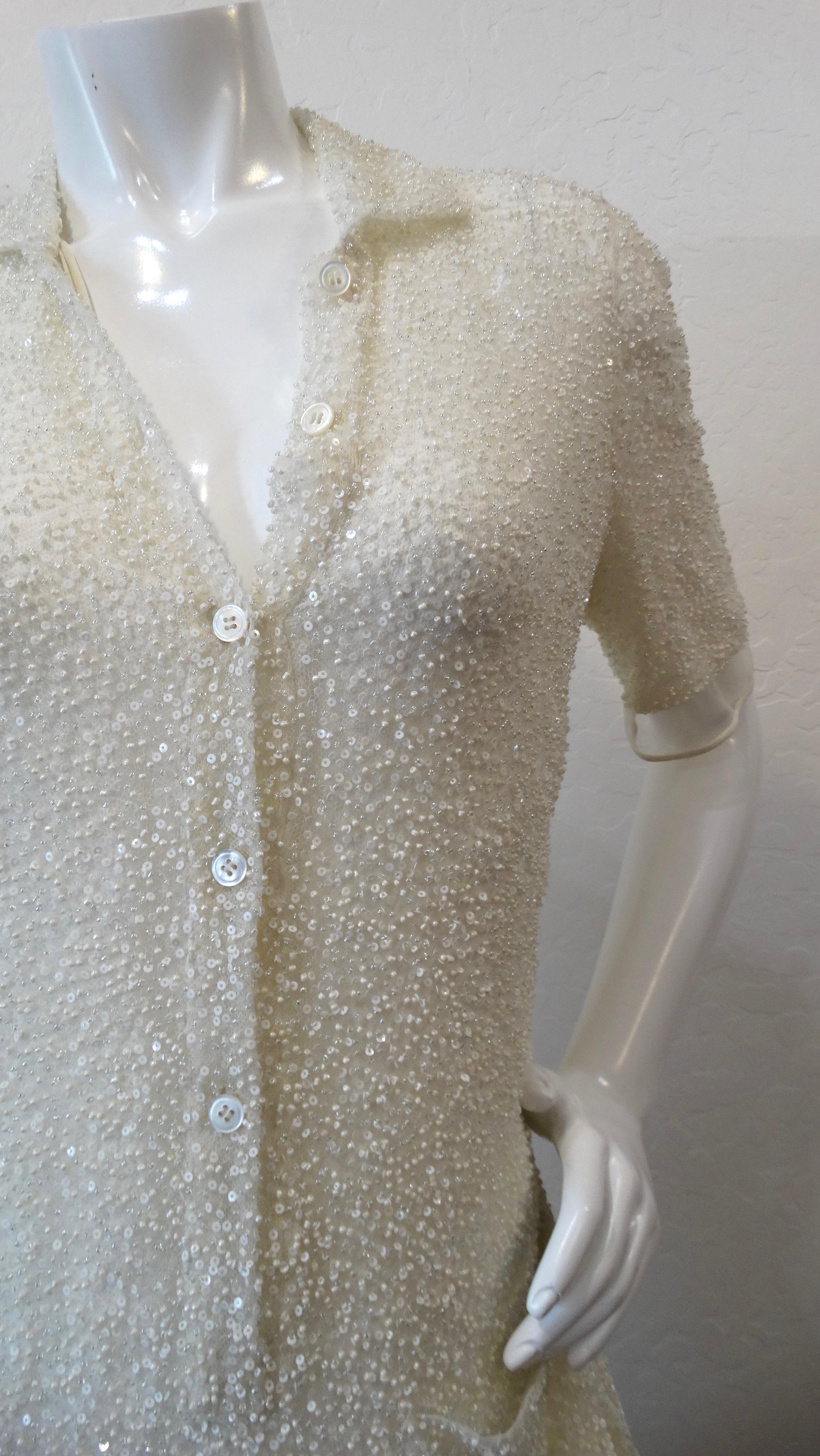 Ralph Rucci 2000s White Beaded Polo Dress 5