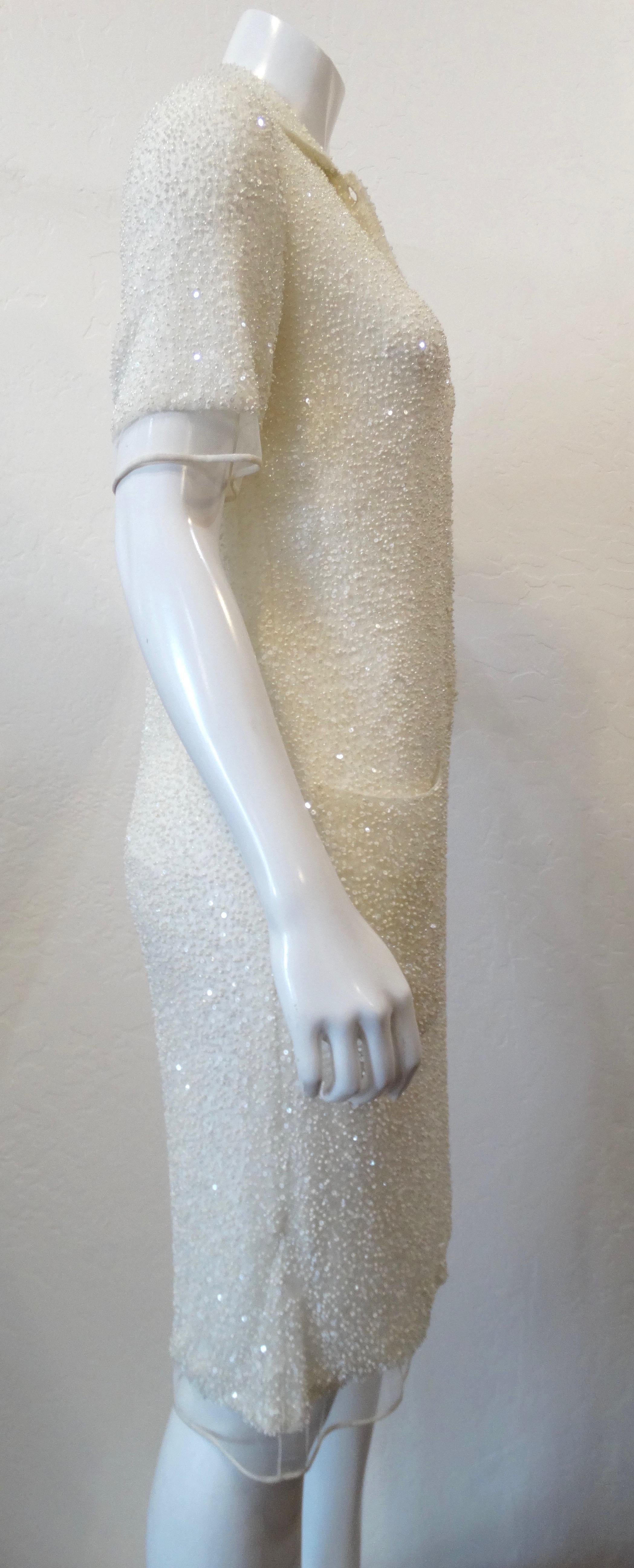 Ralph Rucci 2000s White Beaded Polo Dress 9