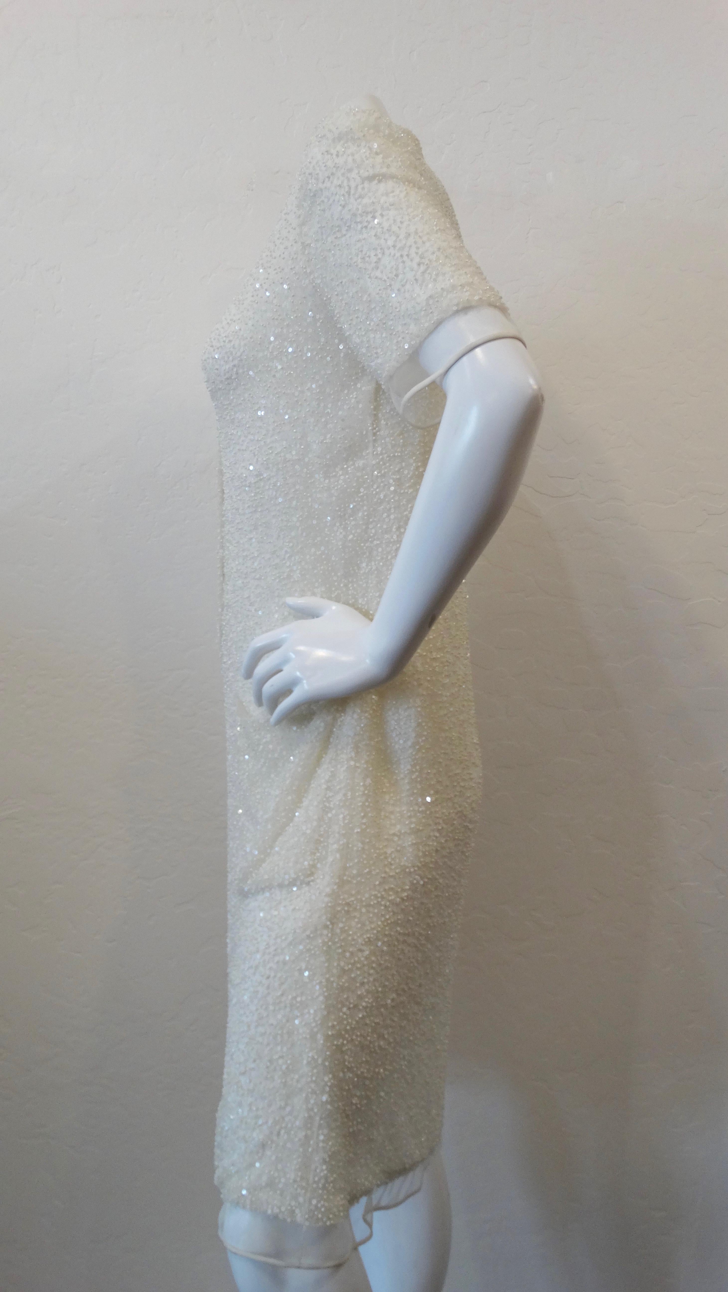 Ralph Rucci 2000s White Beaded Polo Dress 1