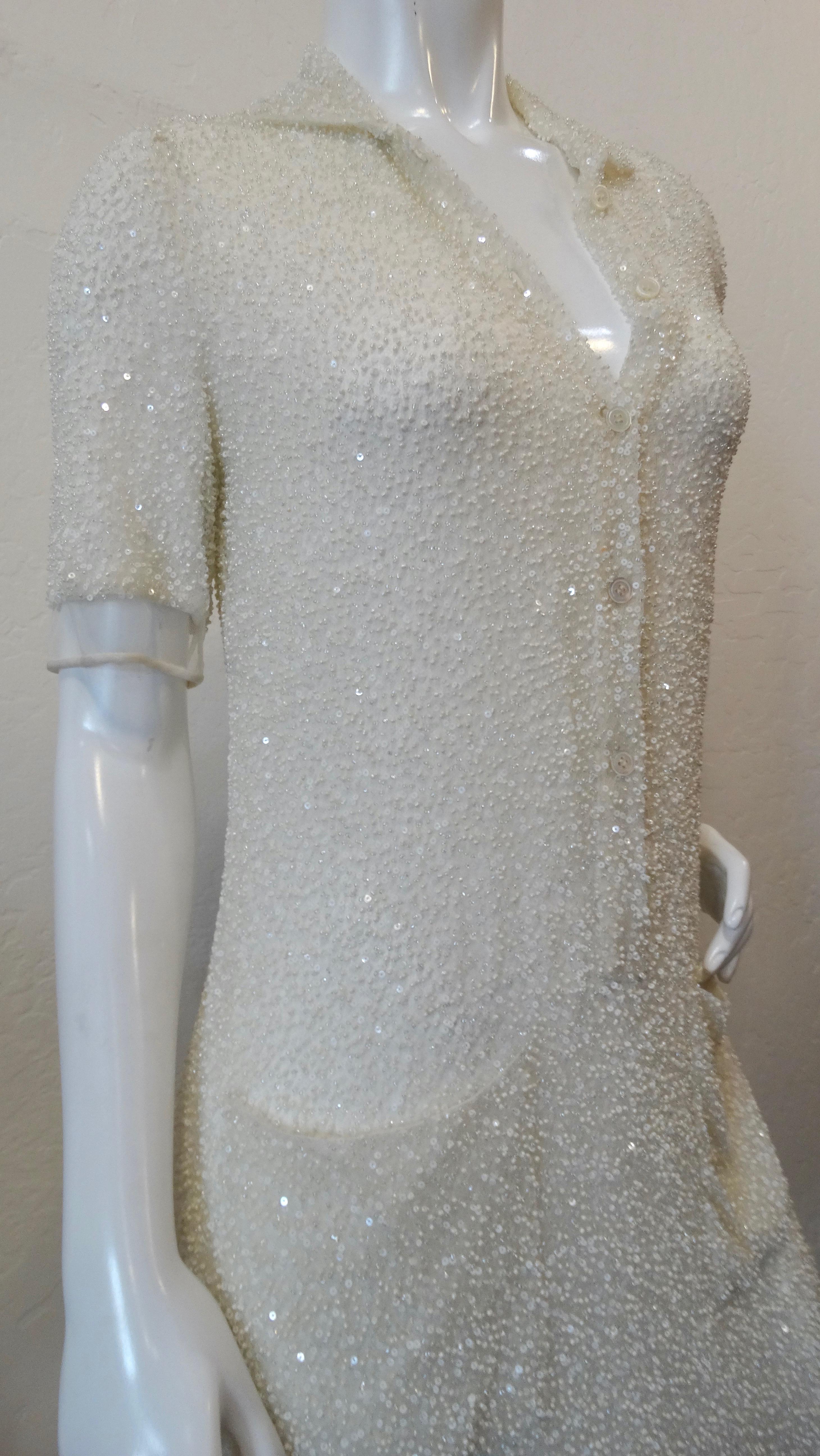 Ralph Rucci 2000s White Beaded Polo Dress 2