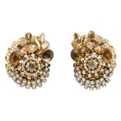 2000's Reissue of 1960s Miriam Haskell Embellished Clip On Earrings  